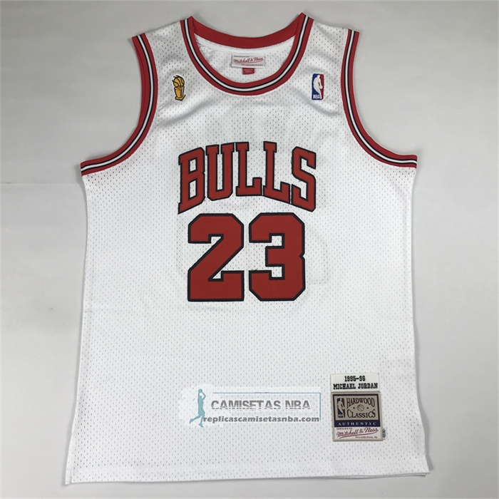Camiseta Chicago Bulls Michael Jordan NO 23 Autentico 1995-96 Blanco